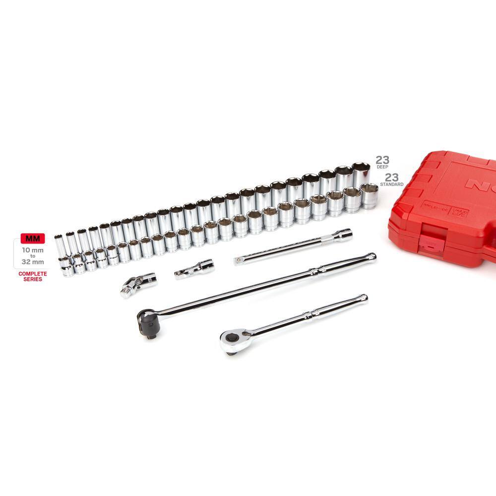 TEKTON SKT25201 1/2 in. Drive 6-Point Socket and Ratchet Set (52-Piece)