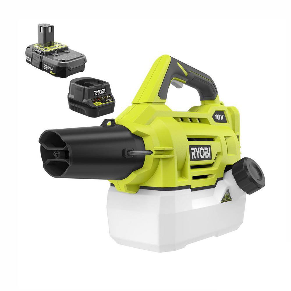 RYOBI ONE+ 18V Cordless Battery FoggerMister with 2.0 Ah Battery and Charger P2850