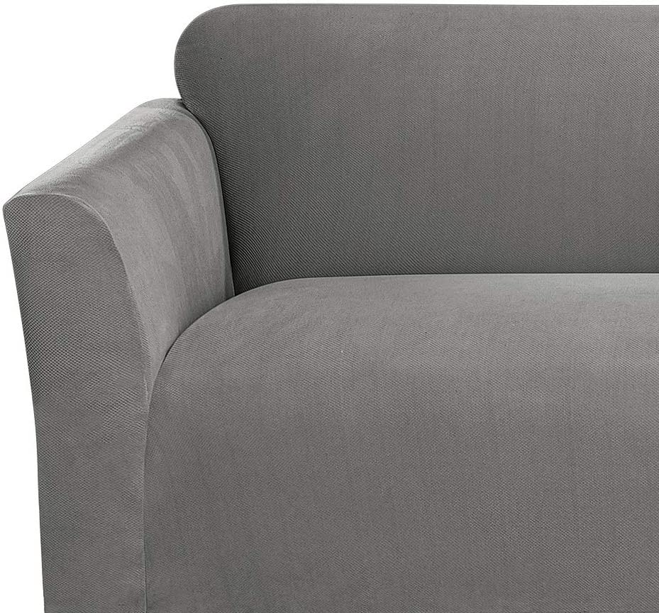 Stretch Morgan 1-Piece Loveseat Furniture Cover, Gray