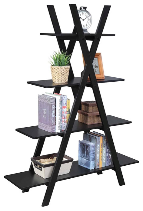 Convenience Concepts Oxford  quotA quotFrame Bookshelf in Black Wood Finish   Transitional   Bookcases   by Homesquare  Houzz