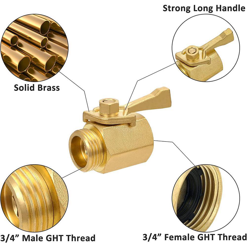 Cubilan Super Heavy Duty Garden Hose Shut Off Valve 2 Pack Solid Brass Water Hose Shut-off Ball Valve Adapter Connector B0969Y9G4Y