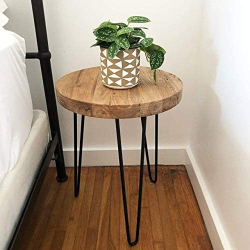 Rustic Wood Round End Table with 3 Metal Leg Stand   Industrial   Side Tables And End Tables   by Imtinanz  LLC  Houzz