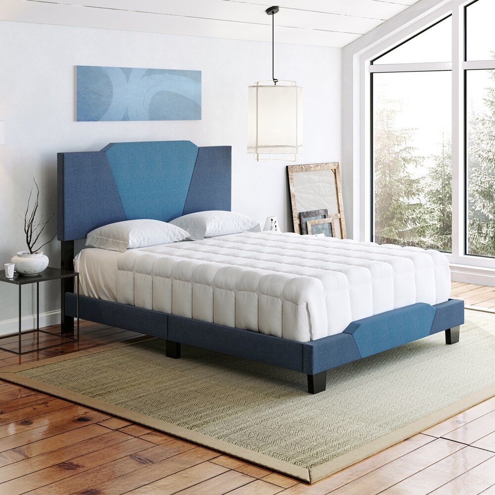 Boyd Sleep Tuscany Upholstered Linen Geometrical Bed Frame with Headboard