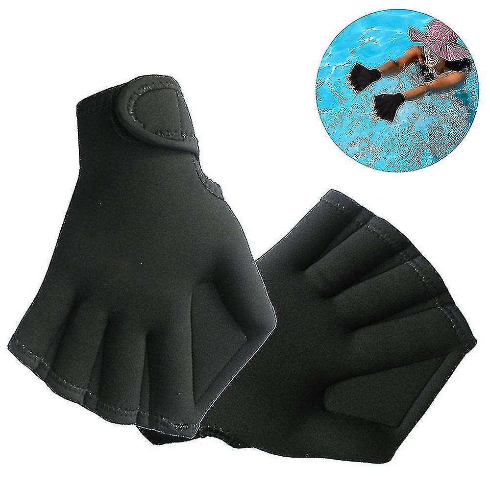 1pair Webbed Swimming Gloves Aquatic Traning Fit Paddles Water Resistance Diving Hand Web