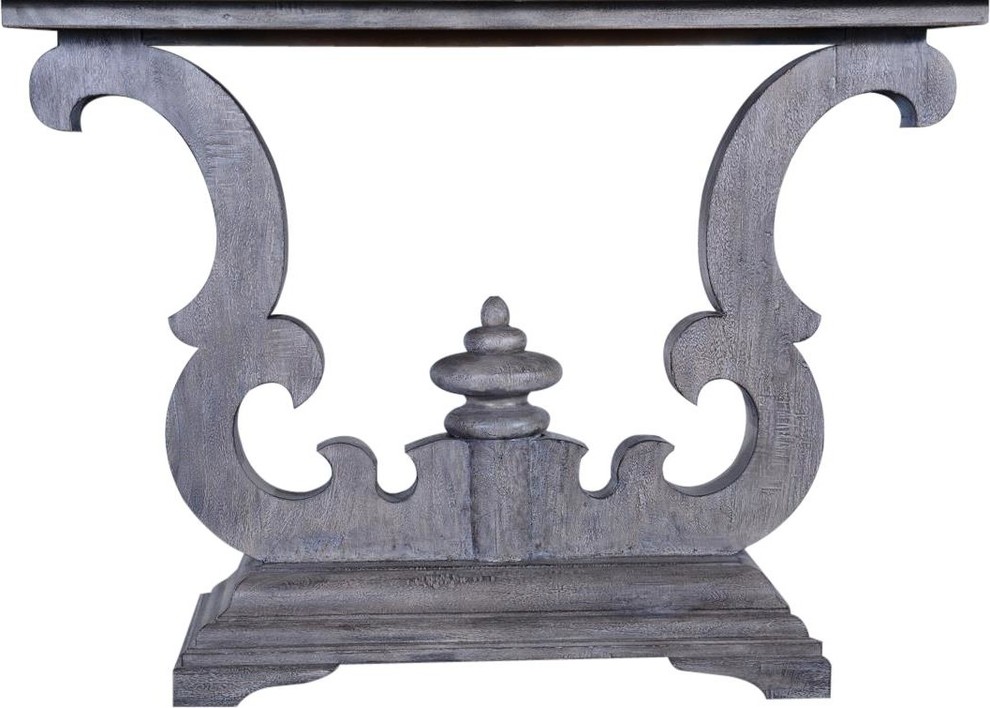 Console Table Cambridge Weathered Gray  Solid Wood Old World Scroll   Traditional   Console Tables   by EuroLuxHome  Houzz