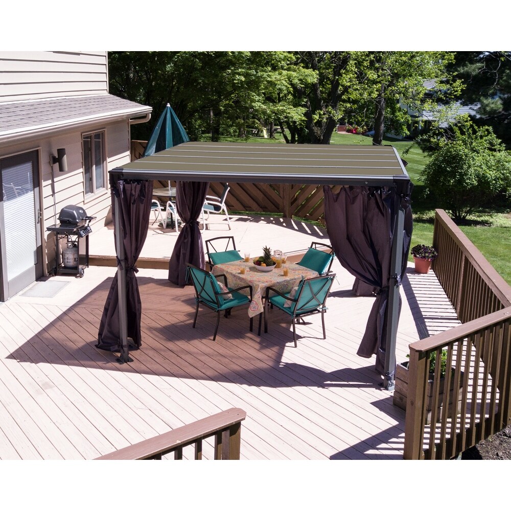 Milano 10 ft. x 10 ft. Gray/Bronze Outdoor Gazebo with LED Lighting Kit