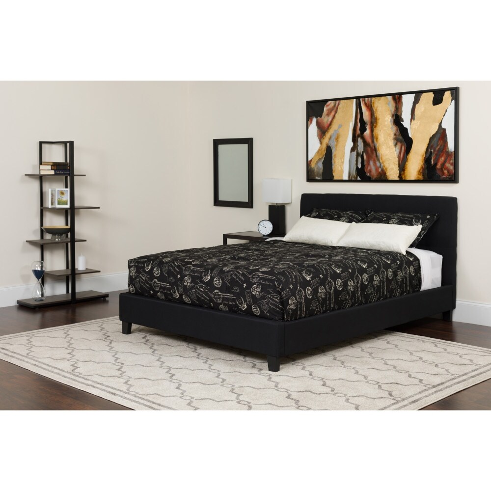 Button Tufted Upholstered Platform Bed with Pocket Spring Mattress