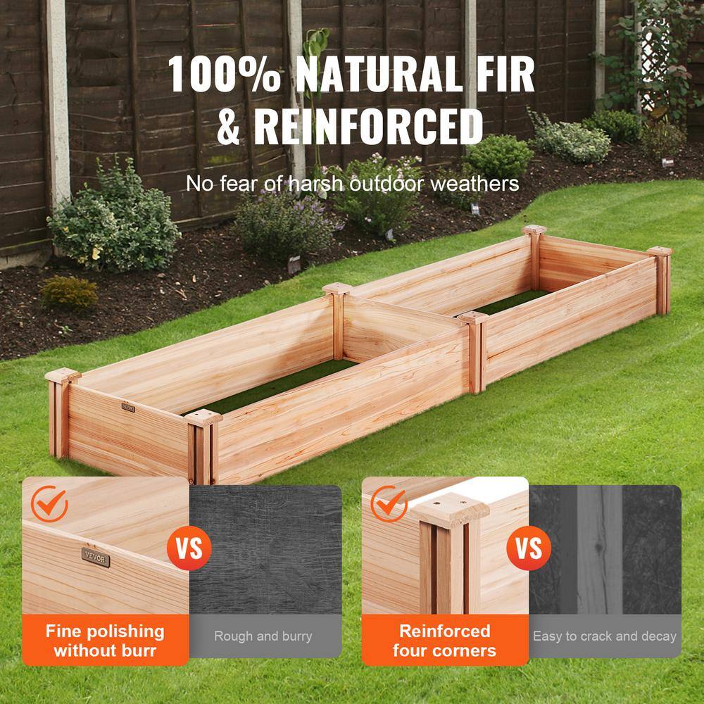 VEVOR Raised Garden Bed 8 ft. x 2 ft. x 1 ft. Wooden Planter Box with Open Base Outdoor Planting Boxes LDS2406025CM126UPV0