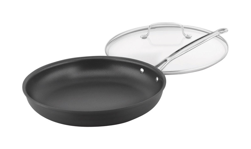 Cuisinart Chefs Classic Aluminum Skillet w/Lid 12 in. Black