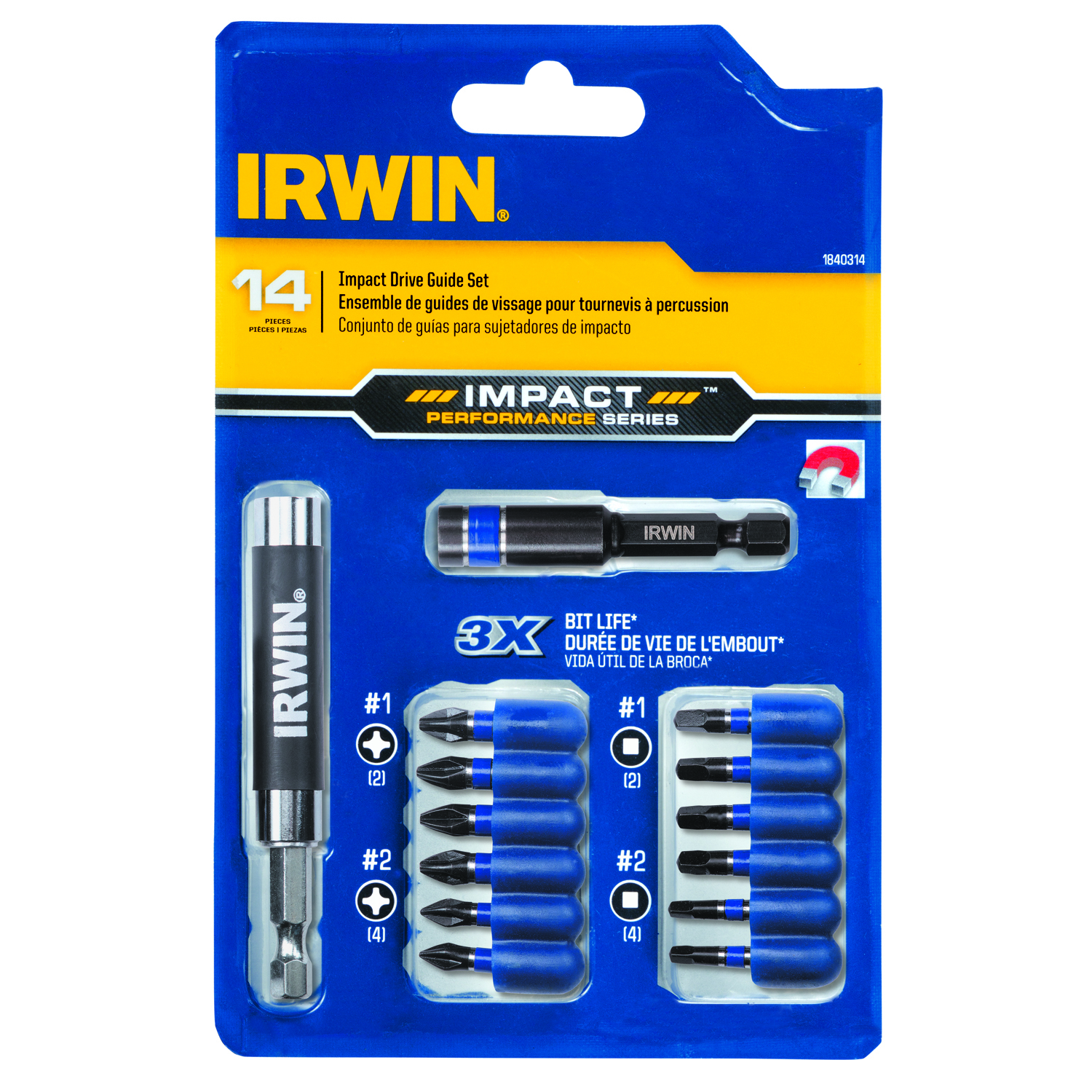 Irwin Impact Performance Series Phillips/Square Impact Drive Guide Set Steel 14 pc