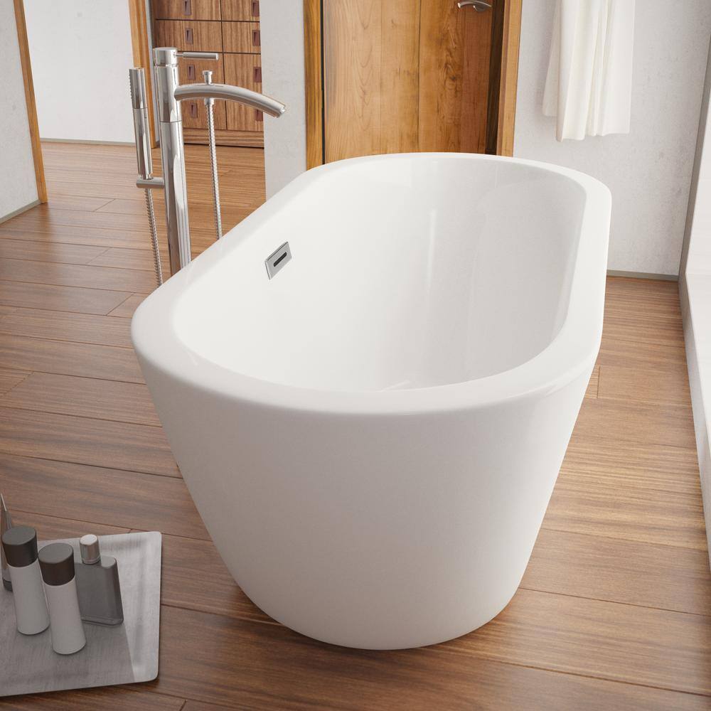 Wyndham Collection Soho 59.75 in. Acrylic Flatbottom Center Drain Soaking Tub in White WCOBT100260