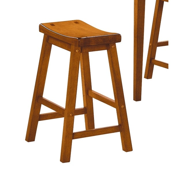 Casual Dining 29-inch Bar Height Stools 2pc Set Saddle Seat Solid Wood