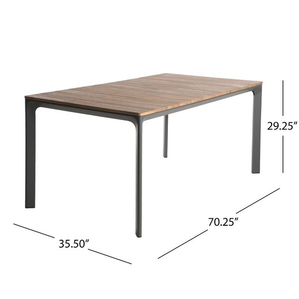 Grey Aluminum Frame Outdoor Patio Dining Table with Wood Top (Table Only)