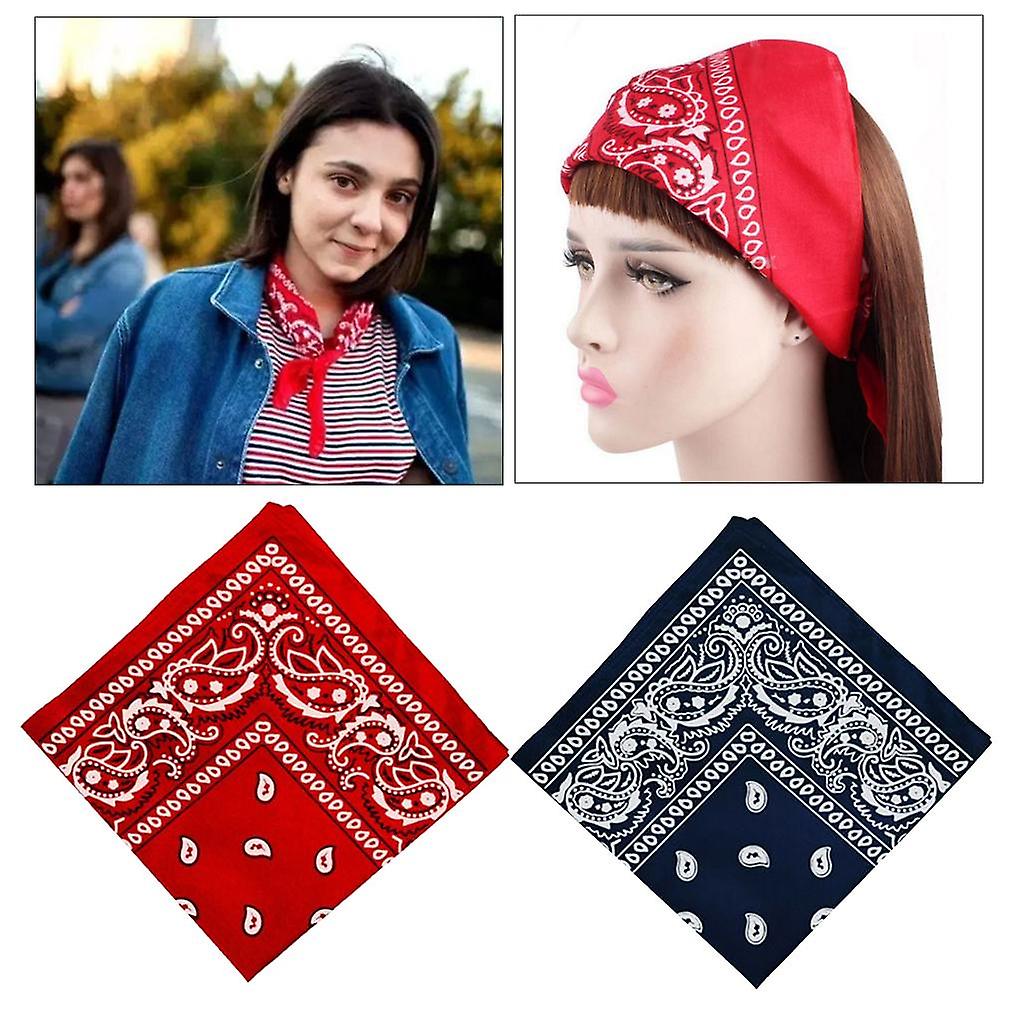 2x Unisex Cotton Double Sided Paisley Print Bandana Head Wrap Handkerchief