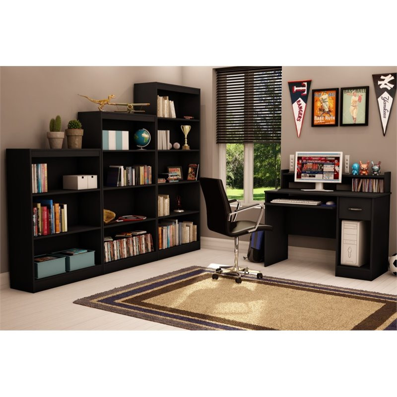 South Shore Axess 5 Shelf Bookcase in Pure Black   Transitional   Bookcases   by Homesquare  Houzz