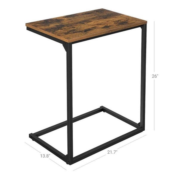 Sofa Side Table， Laptop Table， End Table， Work in Bed or on The Sofa， Simple Structure - Rustic Brown and Black