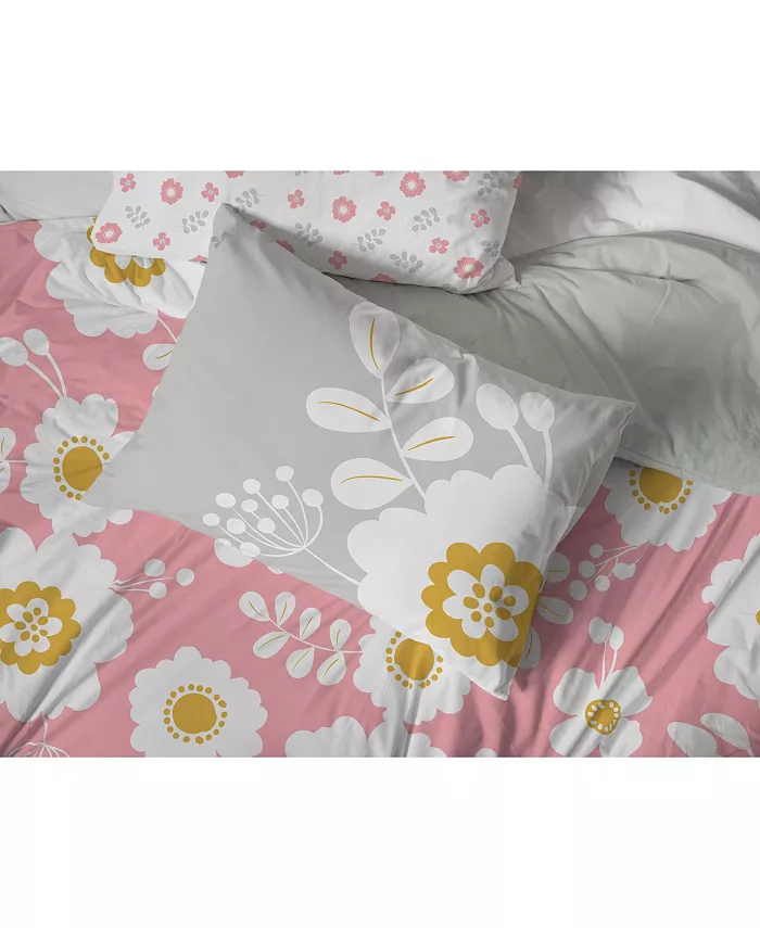 Saturday Park Cutout Floral 100% Organic Cotton Full Queen Duvet Cover and Sham Set