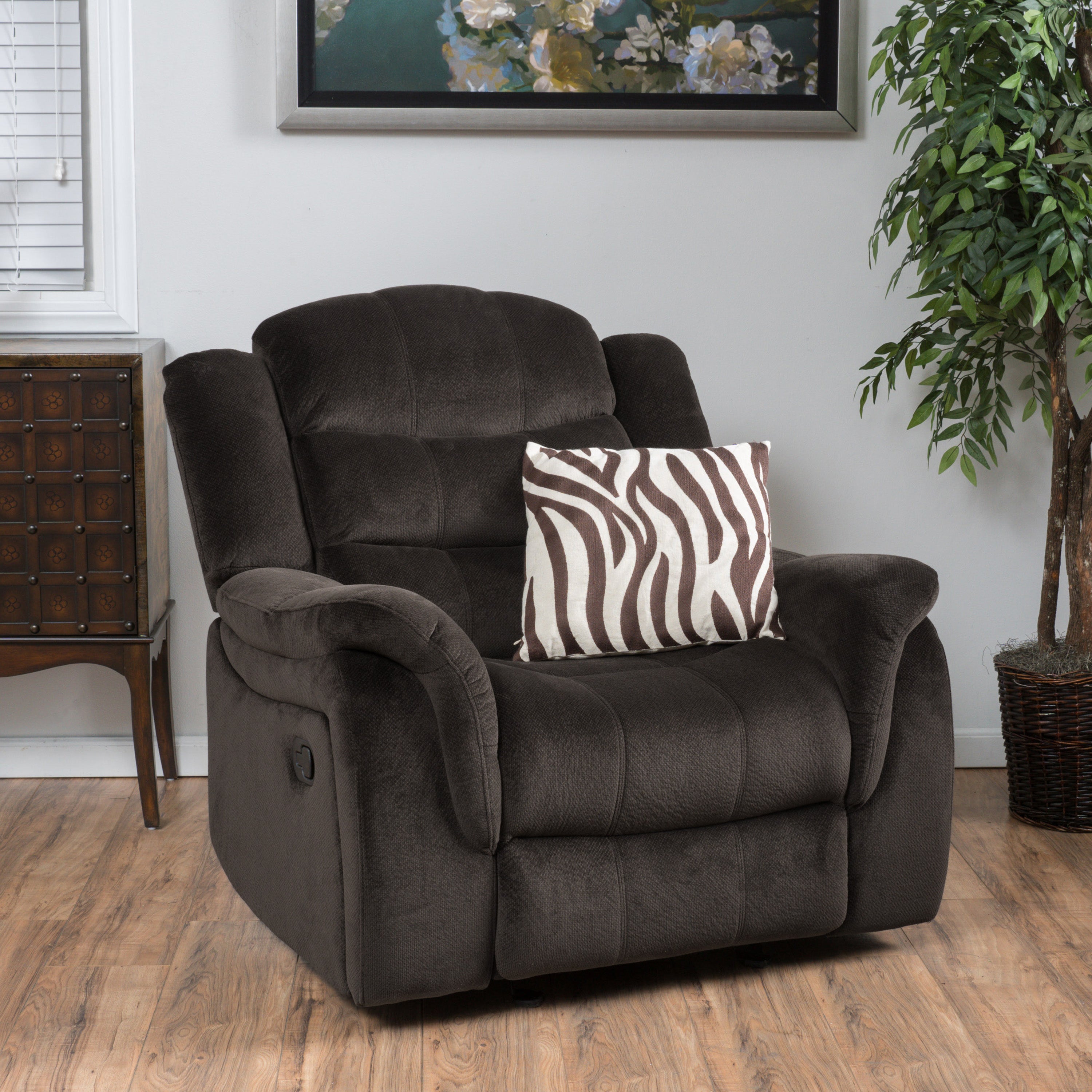 Hidal Brown Fabric Glider Recliner Club Chair