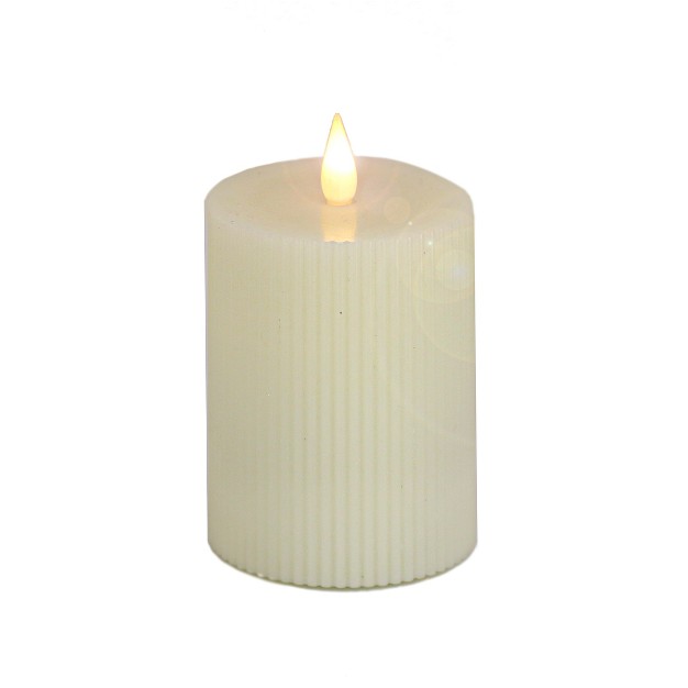 Hgtv Home Collection Georgetown Real Motion Flameless Candle With Remote Ivory With Warm White Led Lights Battery Powered 5 In