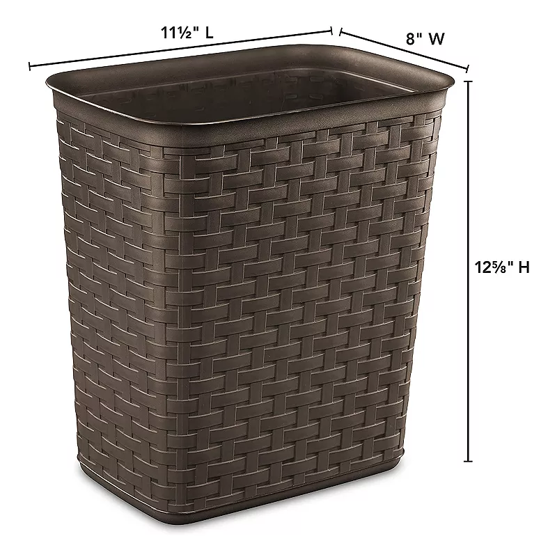 Sterilite Weave 3.4 Gallon Plastic Home and Office Wastebasket Trash Can (12 Pack)