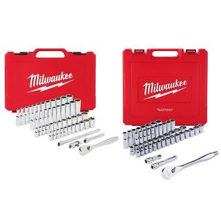 MW 14 in. Drive and 12 in. Drive SAEMetric Ratchet and Socket Mechanics Tool Set (97-Piece) 48-22-9004-48-22-9010