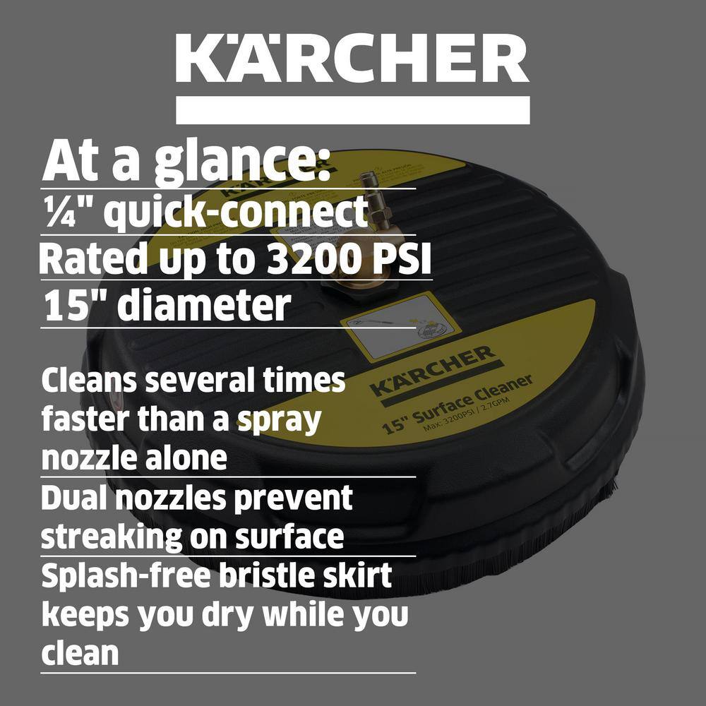 Karcher 15 in. Universal Surface Cleaner Attachment for Gas Power Pressure Washers Rated 2600-3200 PSI - 14 in. Quick-Connect 8.641-035.0