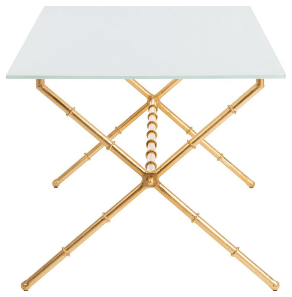 Gia Accent/Coffee Table  Gold/White Glass Top   Asian   Coffee Tables   by Rustic Home Furniture Deco  Houzz