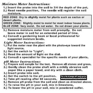 Mosser Lee Soil Master ML1240 Light pH and Moisture Meter ML1240