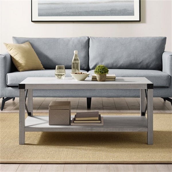 Coffee Table Metal Base X Grey Wash Coffee Table