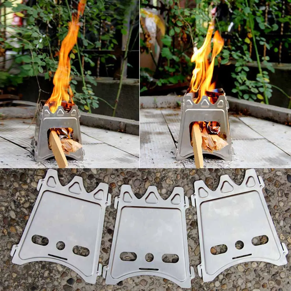 Folding wood camping stove Portable Alcohol Fuel Furnace Burner Picnic Survival Hiking Outdoor Stoves