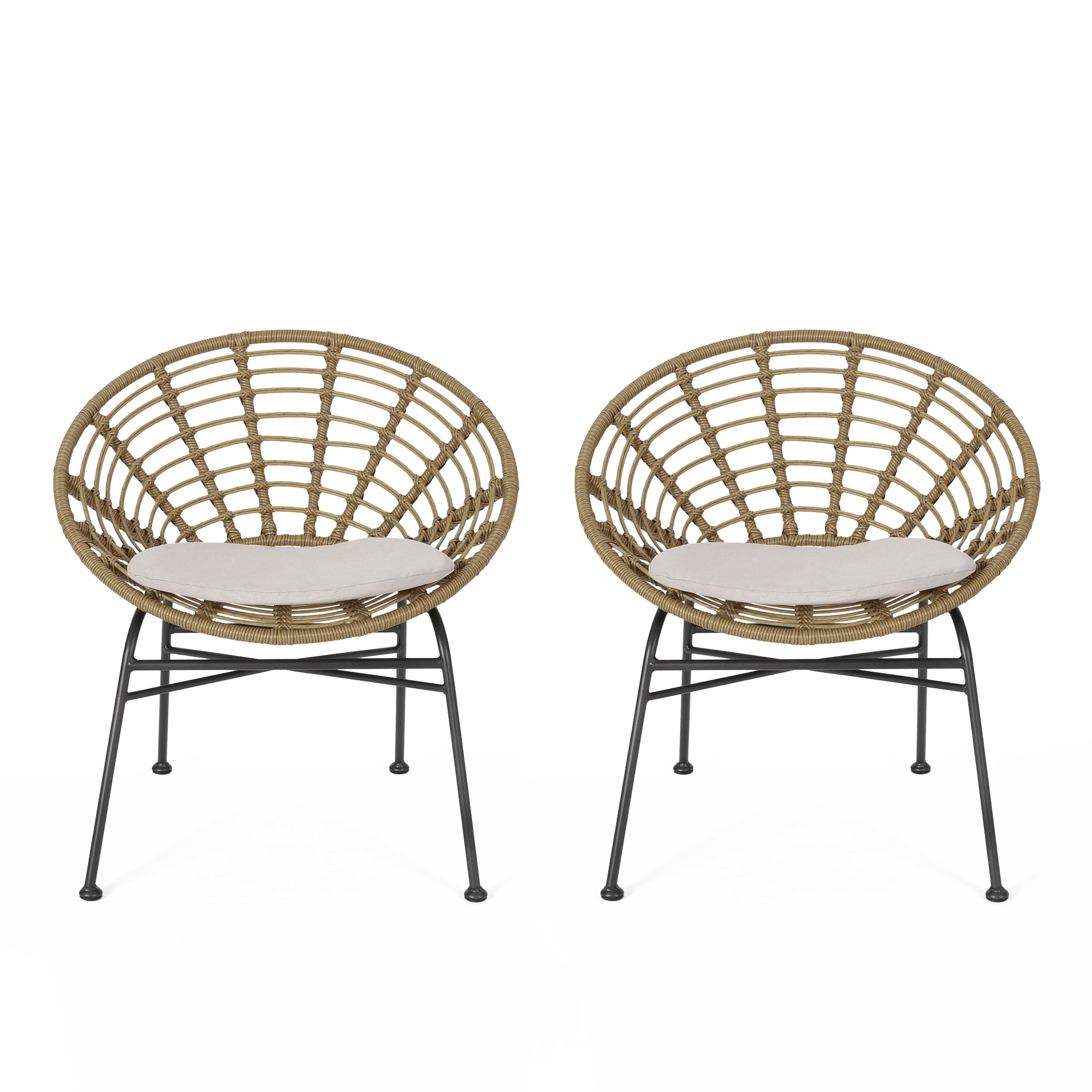 Keegan Outdoor Wicker Dining Chair with Cushion (Set of 2)