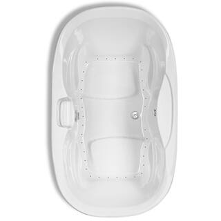 Aquatic Serenity 2 - 72 in. Acrylic Center Drain Oval Drop-in Air Bath Tub with Chromatherapy in White 635984858080