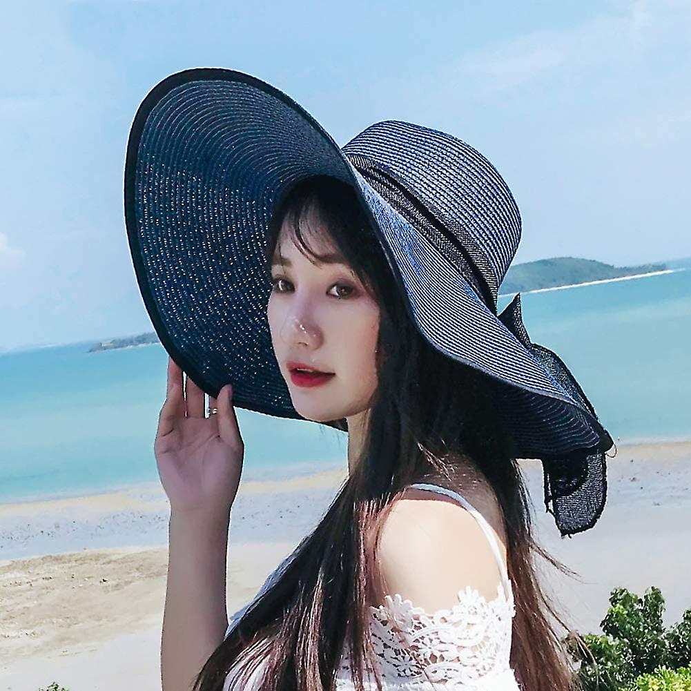 Women's Folable Floppy Hat，wide Brim Sun Protection Straw Hat， Summer Uv Protection Beach Cap