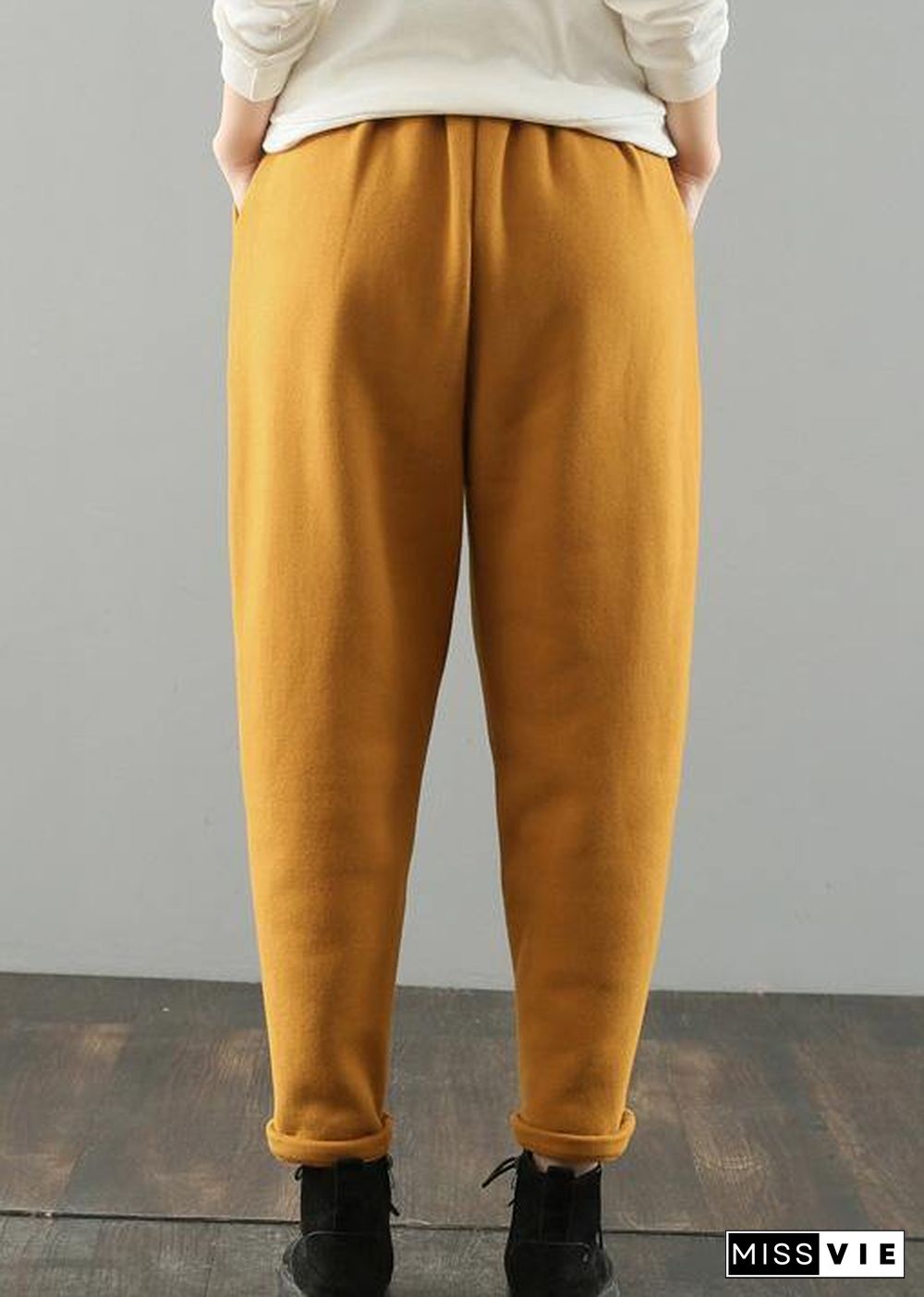 Classy yellow vintage pockets harem pants Gifts wild pants