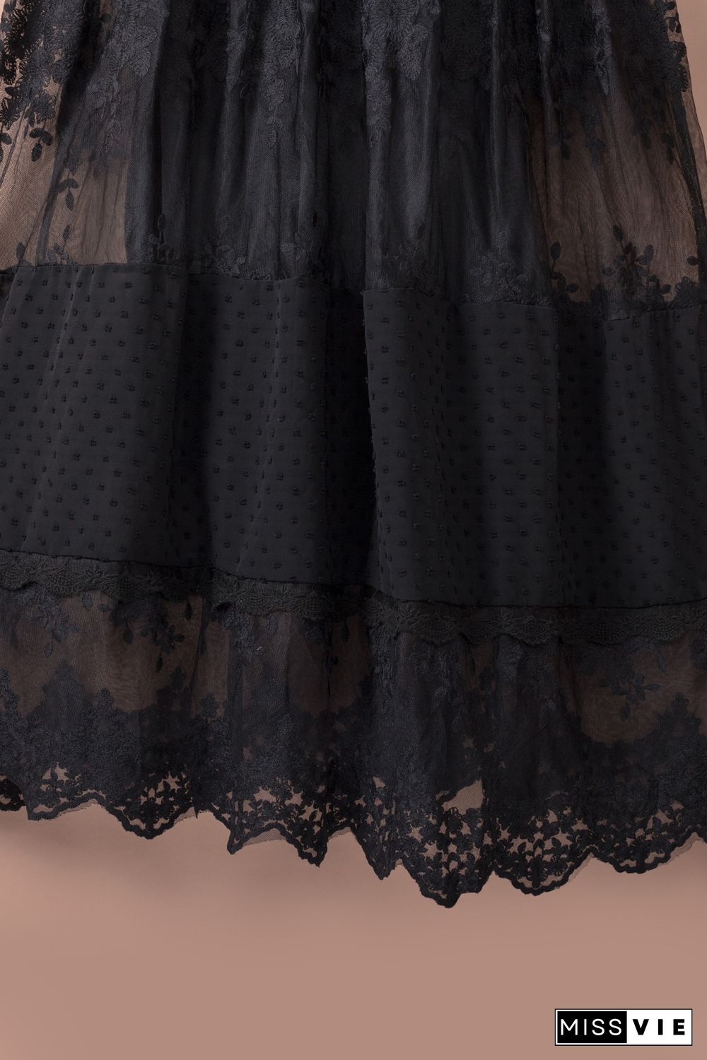 Black Luminous Dawn Lace Gown