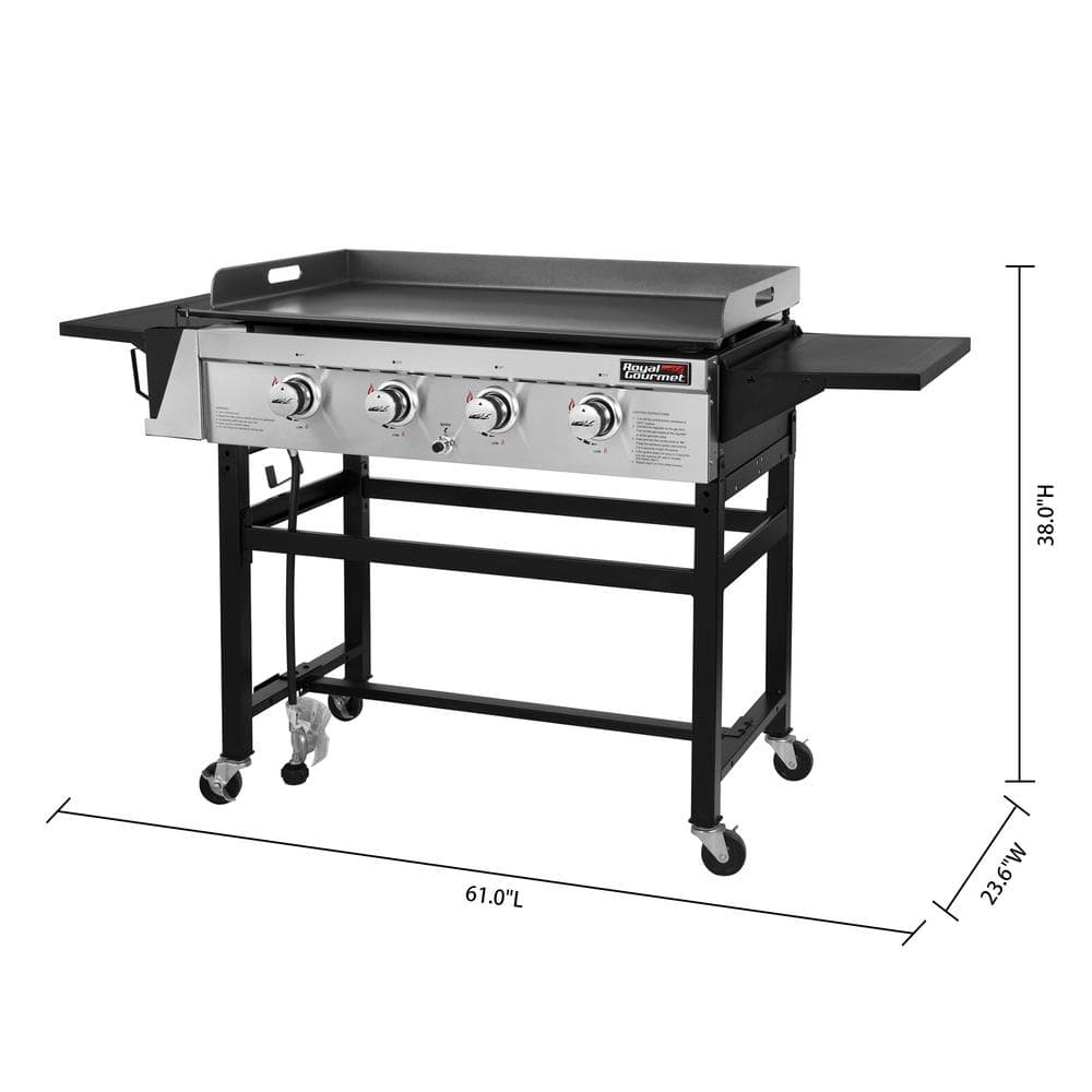 Royal Gourmet 4-Burner Gas Griddle with a Cover in Steel GB4001C