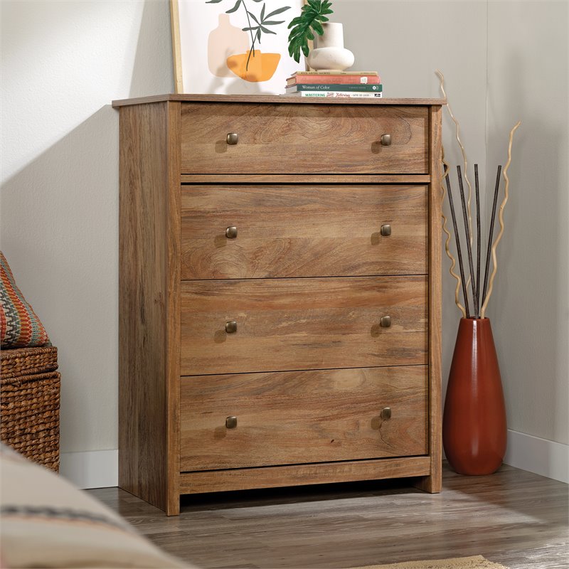 Pemberly Row Contemporary 4 Drawer Wooden Chest in Sindoori Mango