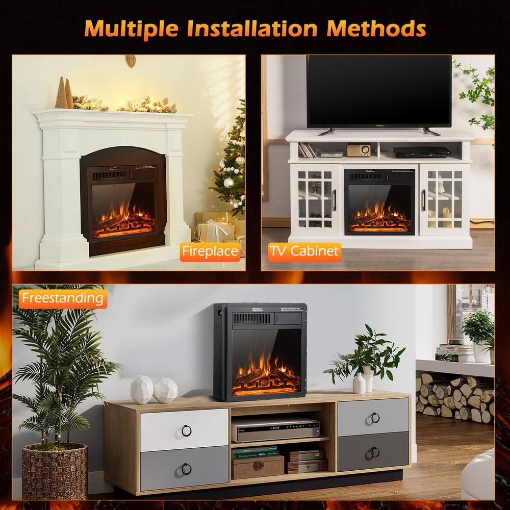 Costway 18'' Electric Fireplace Insert 5100 BTU Freestanding Heater with Remote Control FP10185