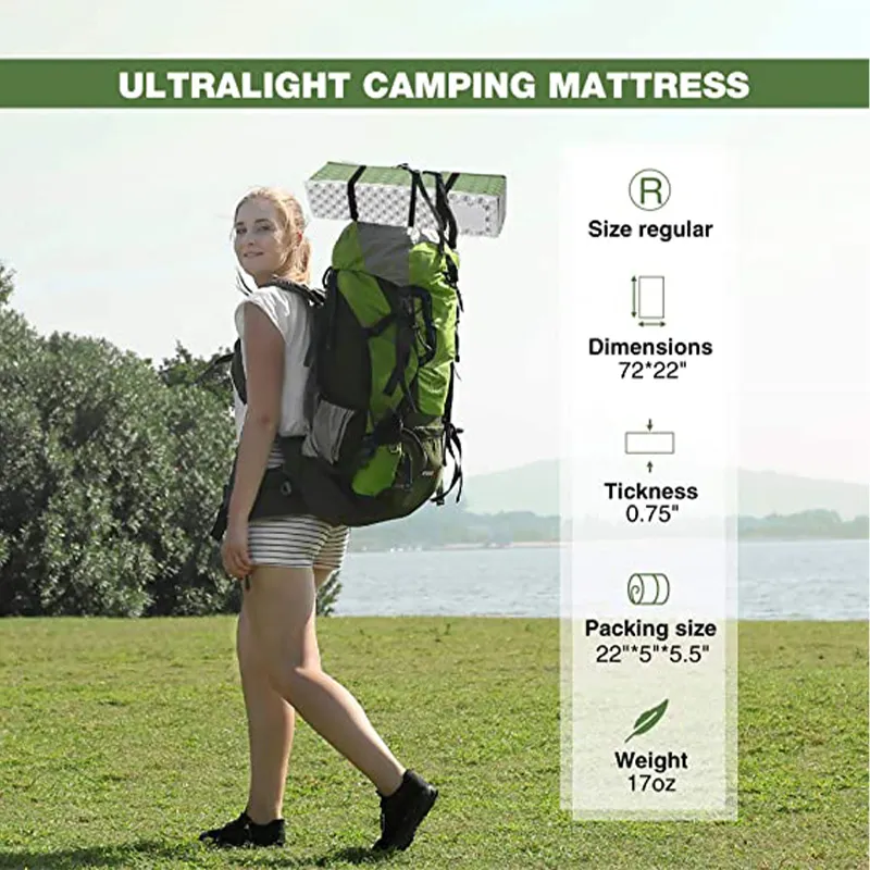 Foam Camping Mattress Sleeping Pad Ultralight Inflatable Sleeping Mat with Built in Foot Pump Durable Compact Camping