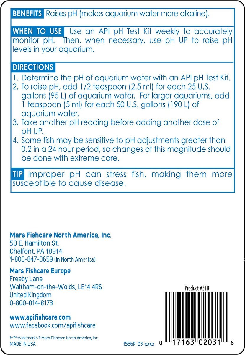 API pH Up Freshwater Aquarium Water Treatment