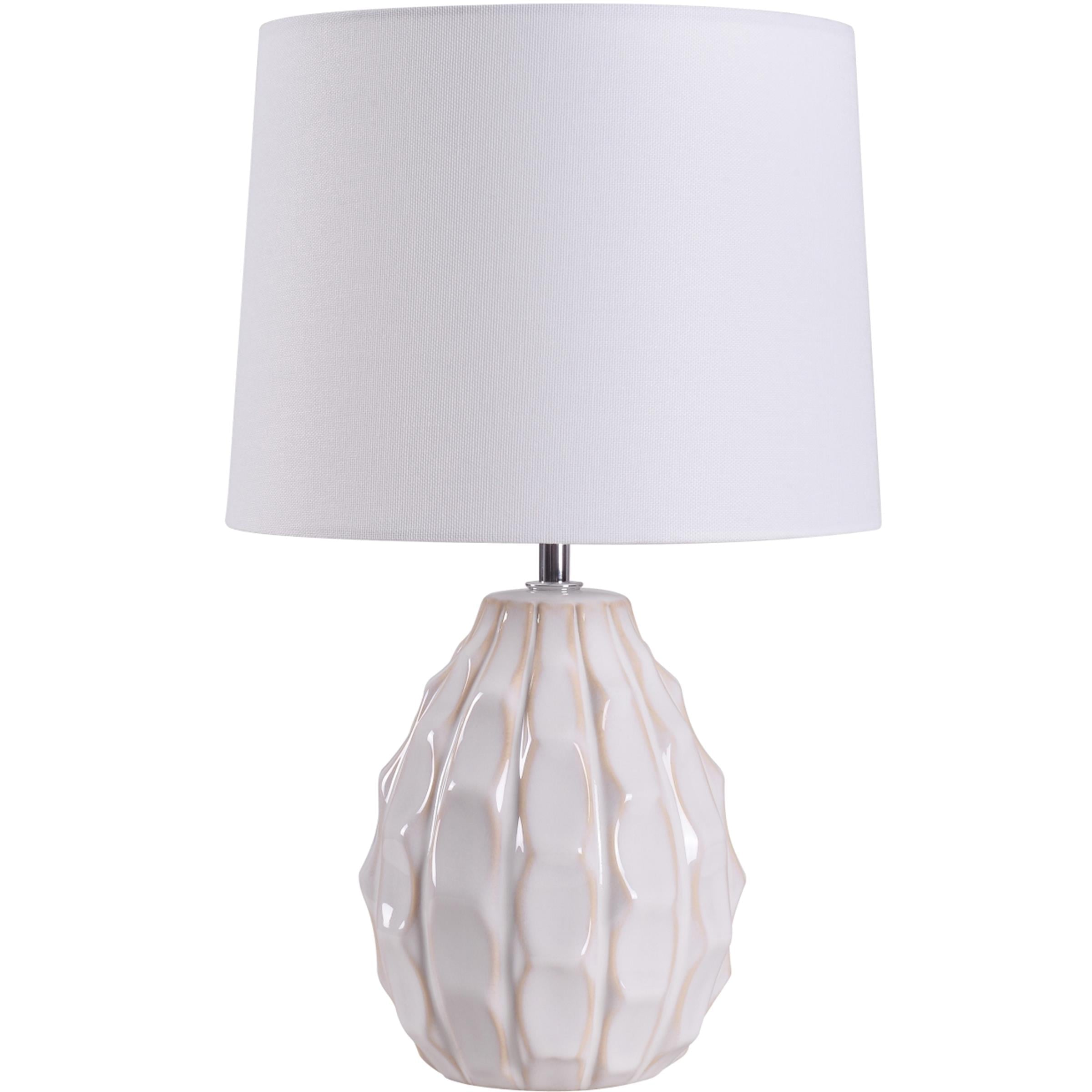 Mainstays Cream Sculptured Base Ceramic Table Lamp, 16.75