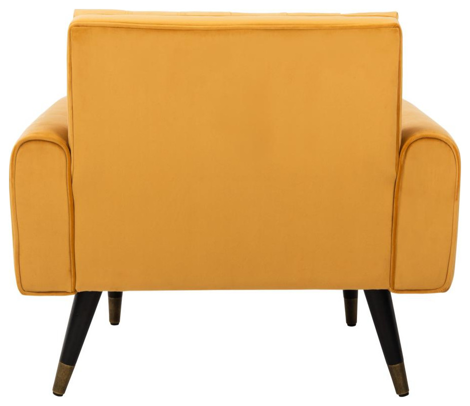 Amaris Tufted Accent Chair  Marigold/Black/Brass   Midcentury   Armchairs And Accent Chairs   by BisonOffice  Houzz