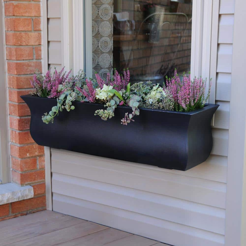 Mayne Valencia 36 in. x 10 in. Black Polyethylene Window Box 5871-B