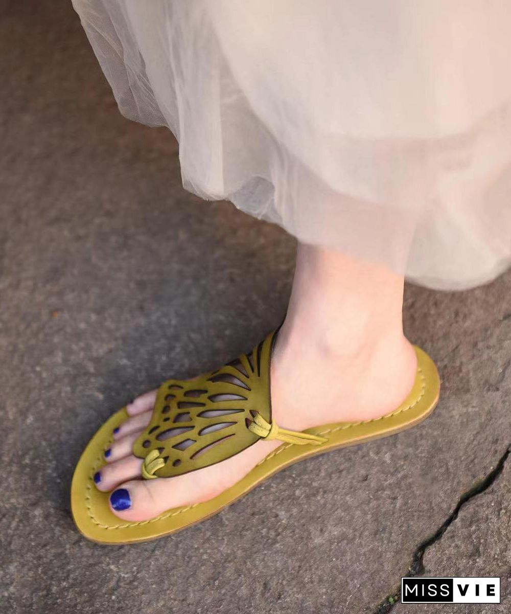 New French Flip Flops With Flat Bottoms Hollowed Out Butterfly Slippers