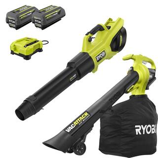 RYOBI 40V HP Brushless Whisper Series Cordless 730 CFM 190 MPH Blower and VacuumMulcher with (2) 4.0 Ah Batteries and Charger RY404100-RY40405BTL