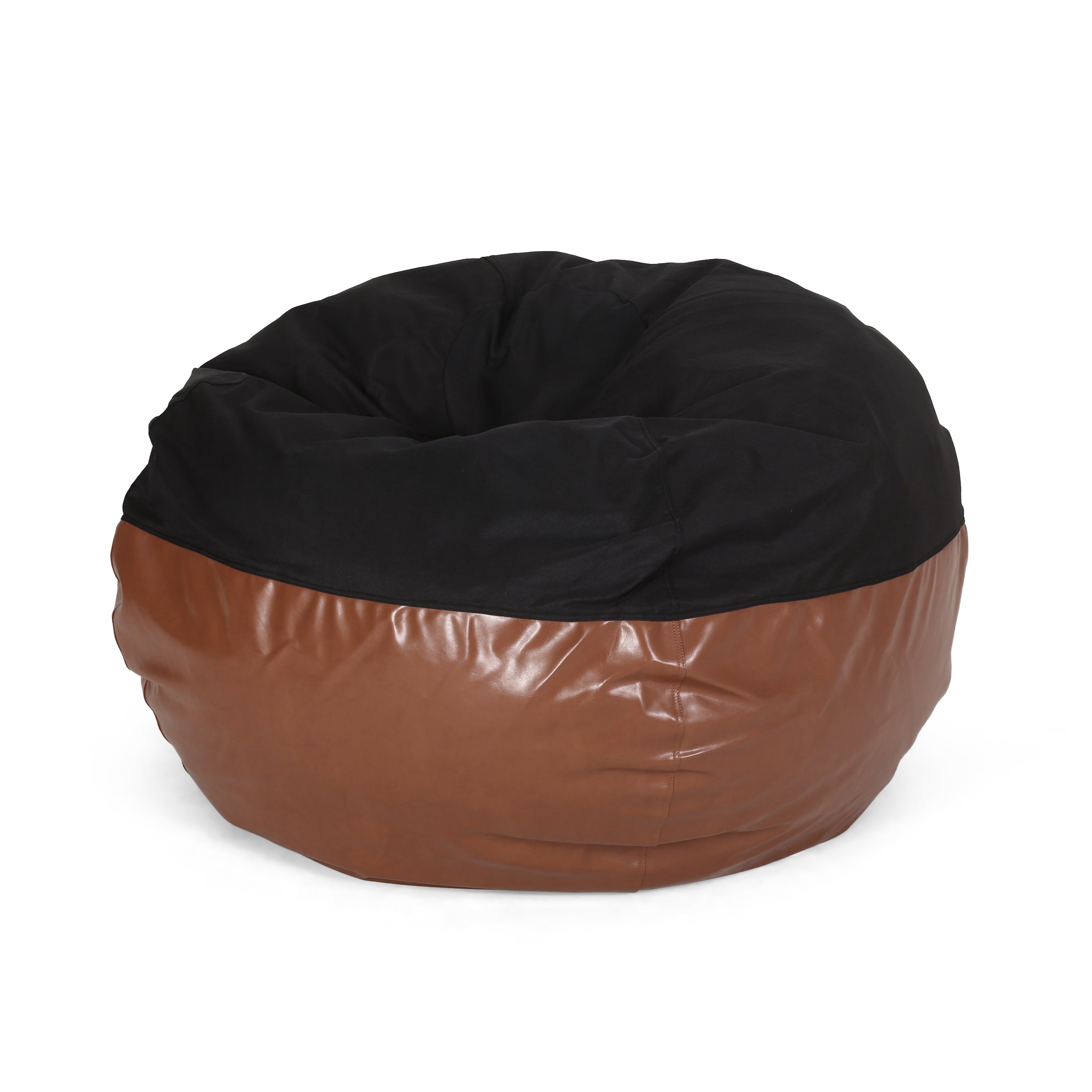 Meagher Modern 5 Foot Two Toned Fabric and Faux Leather Bean Bag