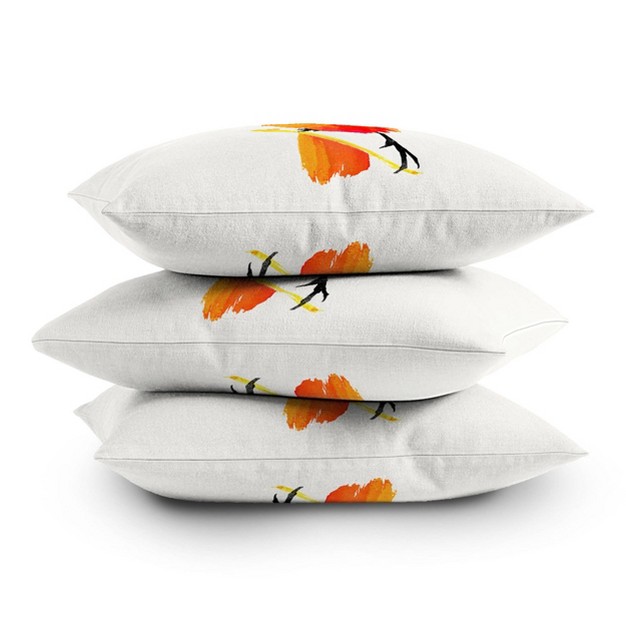 Robert Farkas Punk Bird Square Throw Pillow Orange Deny Designs