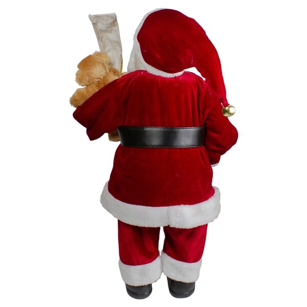 Standing Santa with Teddy Bear and List Christmas Figure