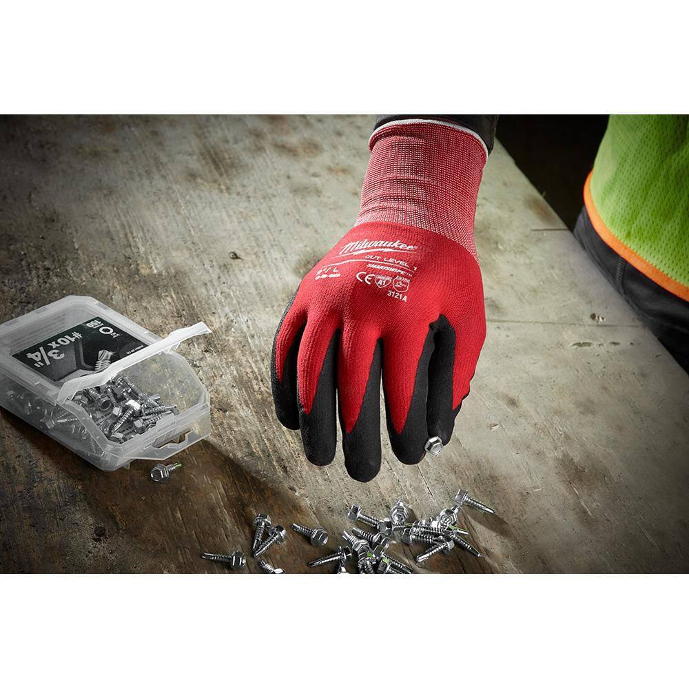 MW X-Large Red Nitrile Level 1 Cut Resistant Dipped Work Gloves (30-Pack) 48-22-8903X30