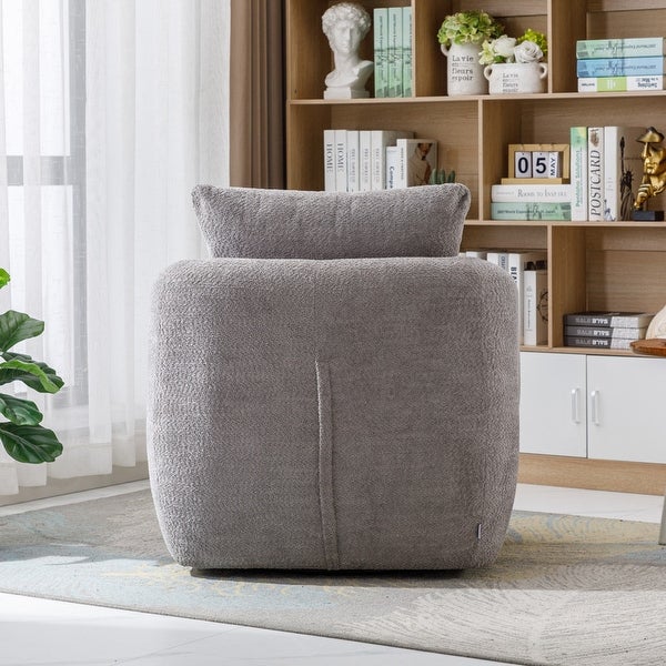 Modern Upholstered Living Room Swivel Club Chair with Pillow